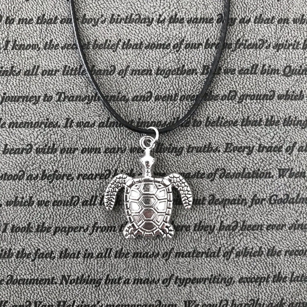 Silver Turtle Ocean Nautical Boho Hippie Necklace